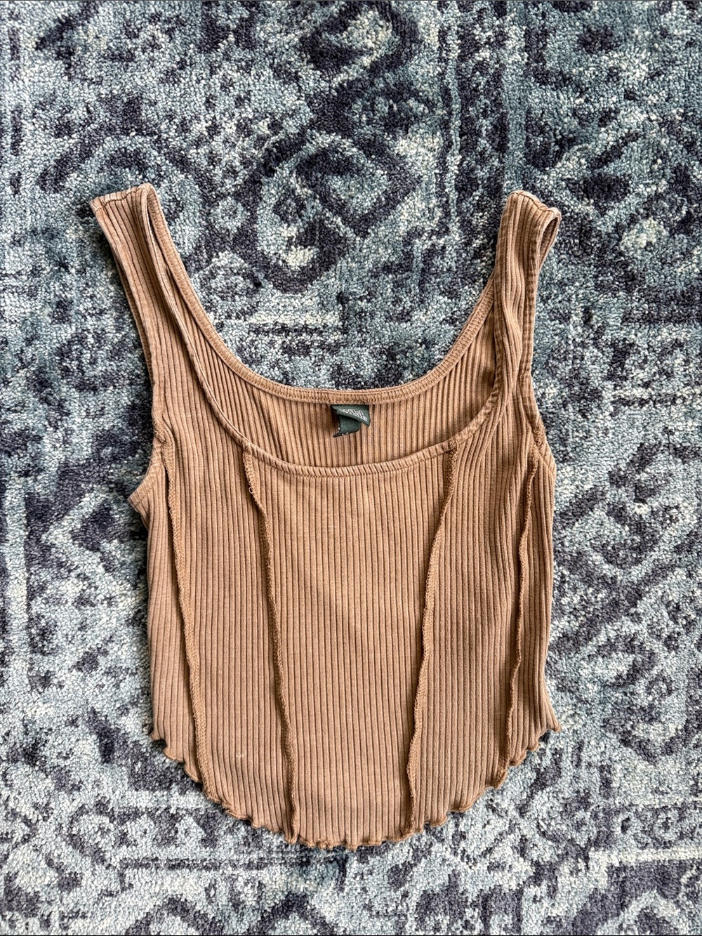 wild fable Ribbed Scoop Tank Top in Light Brown - Picture 1 of 2